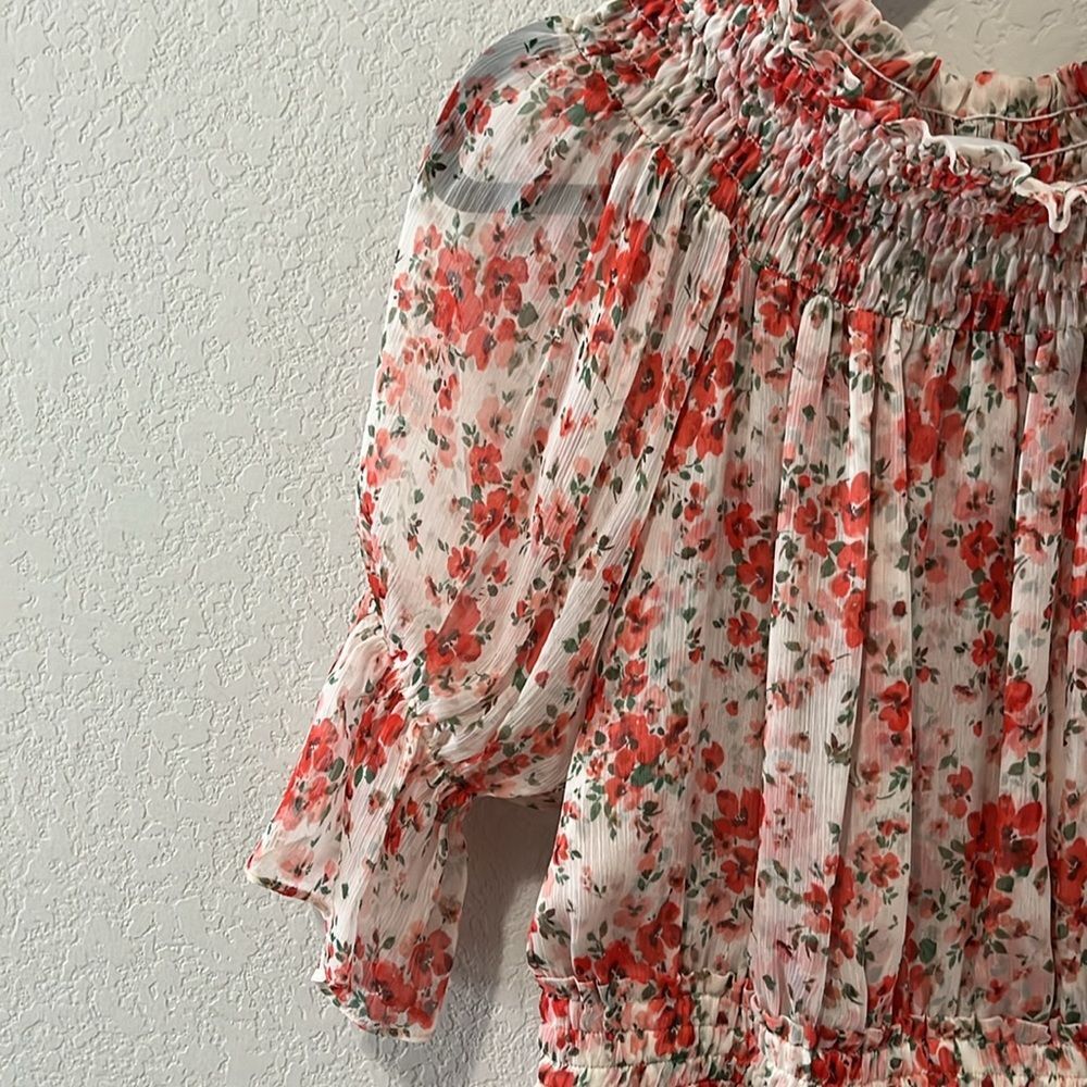 MISA Darla Poppy Print Off Shoulder Mini Dress, Size M - Picture 8 of 10